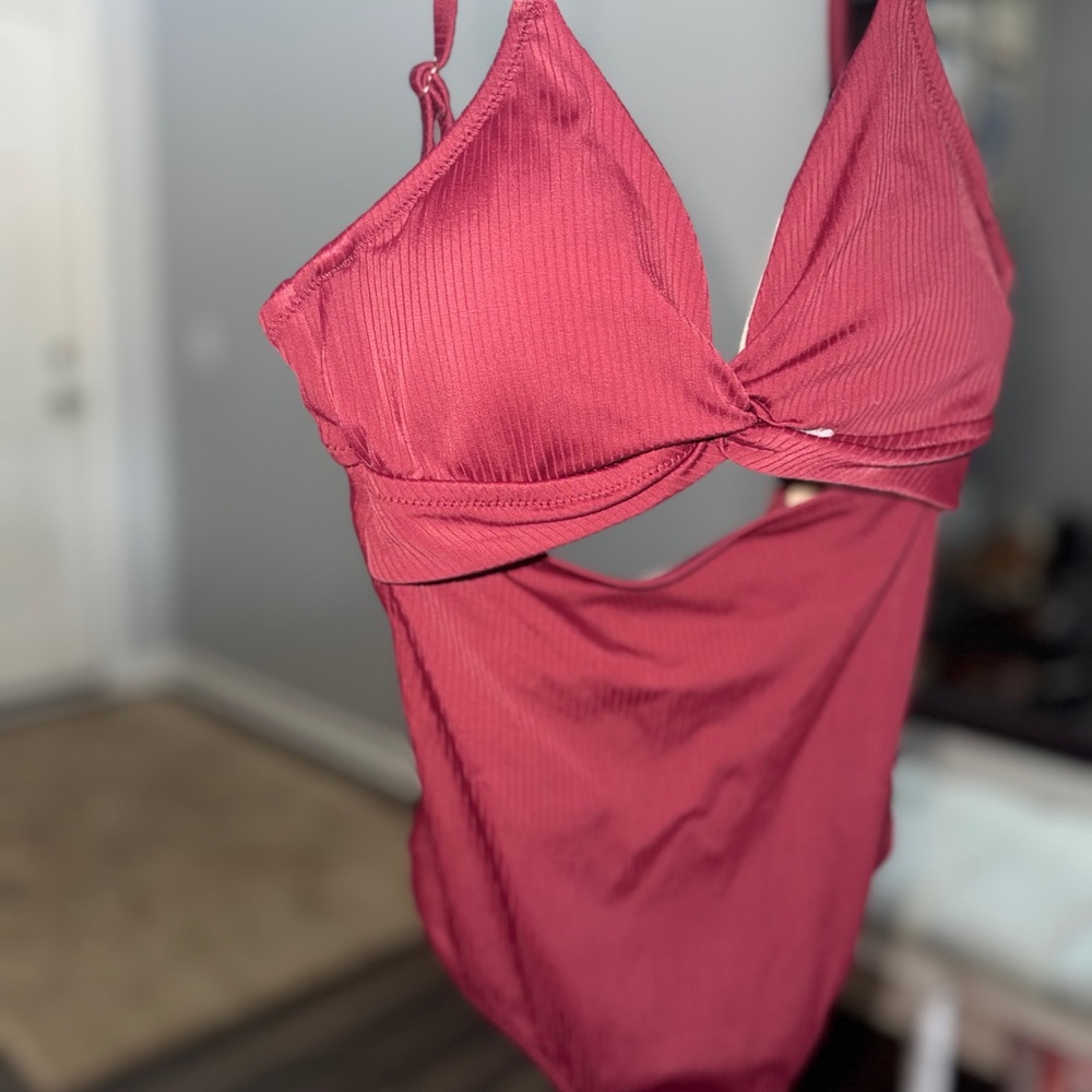 Red Cutout Swimsuit
